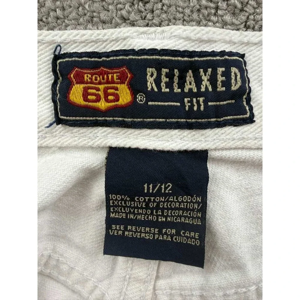 Vintage Route 66 Shorts Women 11/12 White Relaxed Fit‎ Denim High Waisted Cuffed